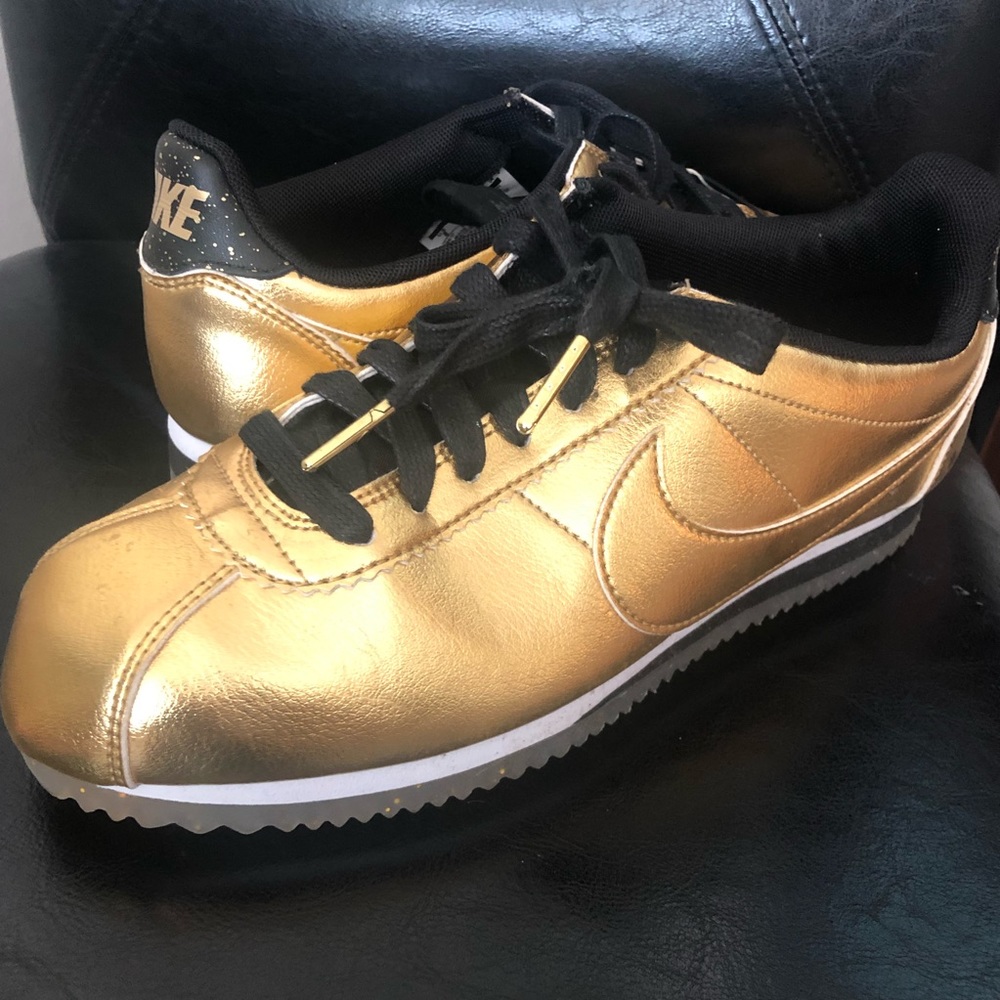 Gold and Black Nike Cortez Sneakers Size 8W